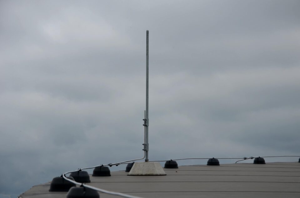 Lightning Conductor System Installed on Flat Rooftop in Dedham, MA
