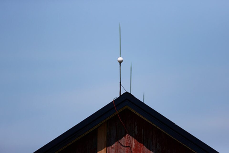 Lightning Protection System Installed on a Residential Chimney and Roof in Dedham, MA