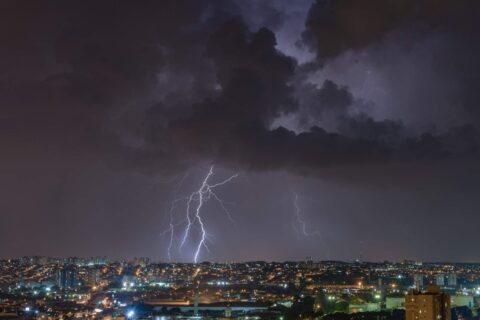 Threatening storm clouds signal potential lightning surge over Dedham, MA